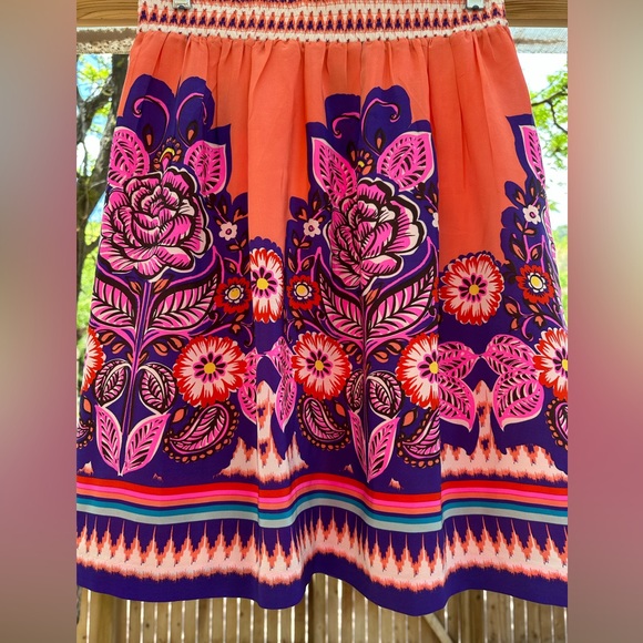 Anthropologie Edmé & Esyllte Bright Vibrant SILK Skirt size 10 - Picture 2 of 14